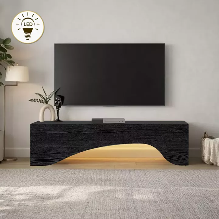 Έπιπλο τηλεόρασης Mara Megapap με LED χρώμα sencron black 150x31,4x40εκ.