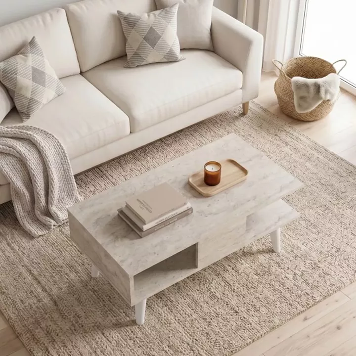 Τραπεζάκι σαλονιού Andros Megapap χρώμα travertine 90x54x39,6εκ.