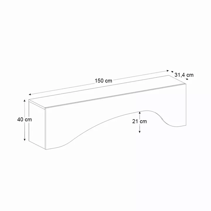 Έπιπλο τηλεόρασης Mara Megapap με LED χρώμα λευκό 150x31,4x40εκ.