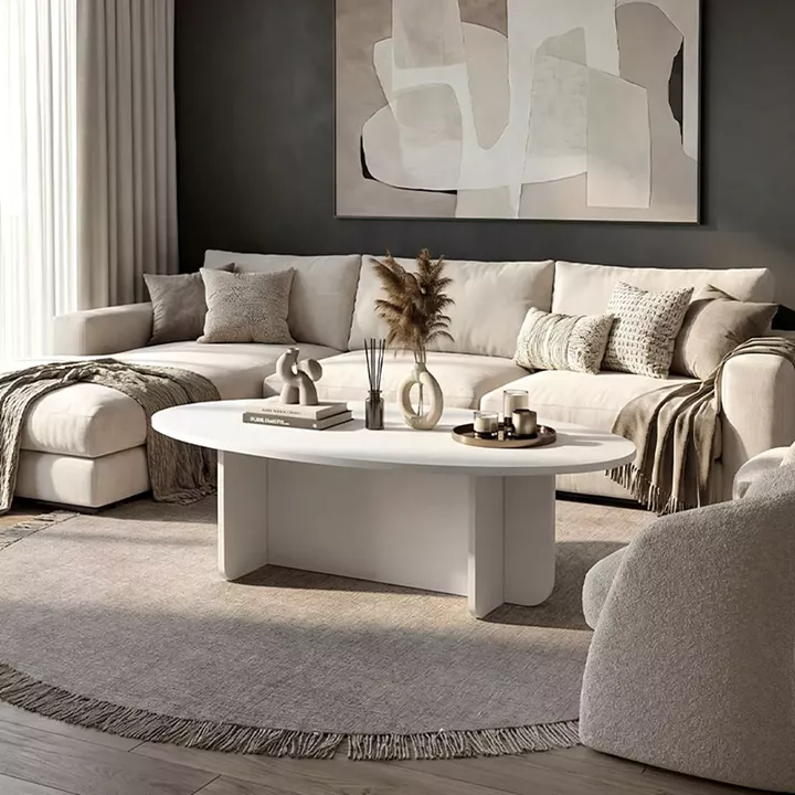 Τραπεζάκι σαλονιού Ravey Megapap χρώμα λευκό 120x60x39,6εκ.