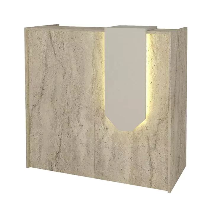 Γραφείο υποδοχής - reception Navita Megapap με LED χρώμα travertine - sandstone 113,6x42x111,8εκ.