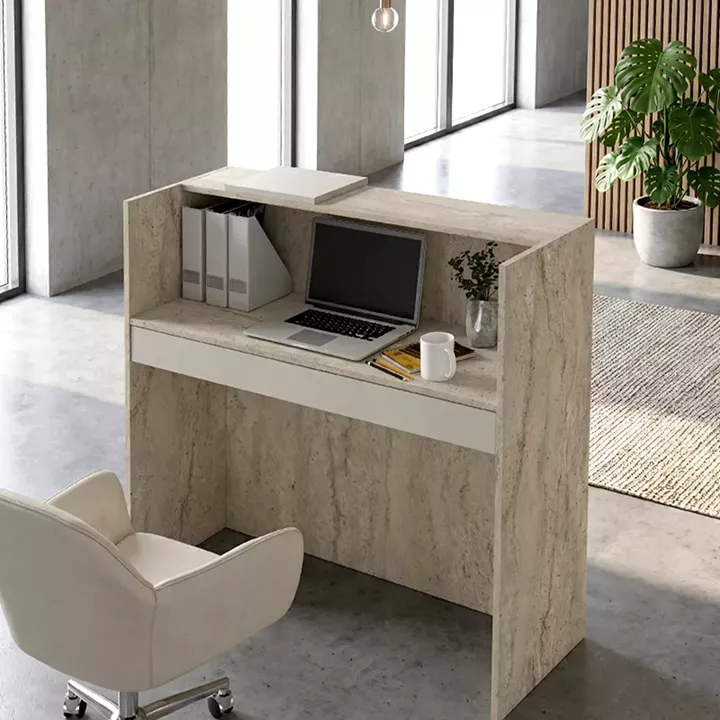 Γραφείο υποδοχής - reception Navita Megapap με LED χρώμα travertine - sandstone 113,6x42x111,8εκ.
