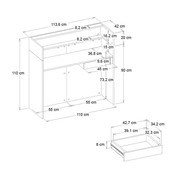 Γραφείο υποδοχής - reception Wilko Megapap με LED χρώμα travertine - sandstone 113,6x42x110εκ.