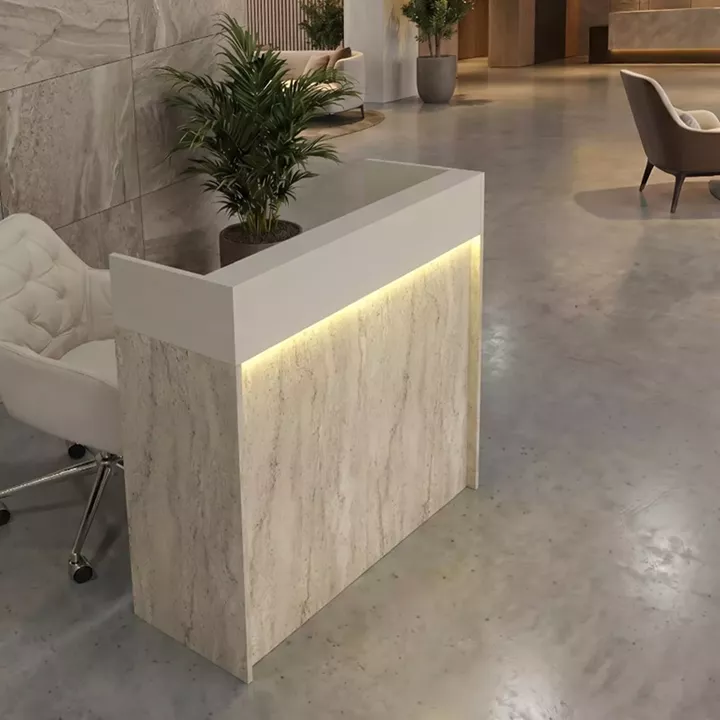 Γραφείο υποδοχής - reception Wilko Megapap με LED χρώμα travertine - sandstone 113,6x42x110εκ.