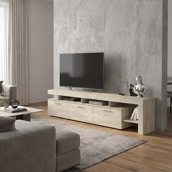 Έπιπλο τηλεόρασης Acnes Megapap χρώμα travertine 220x40x52εκ.