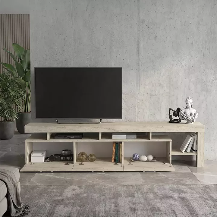 Έπιπλο τηλεόρασης Acnes Megapap χρώμα travertine 220x40x52εκ.