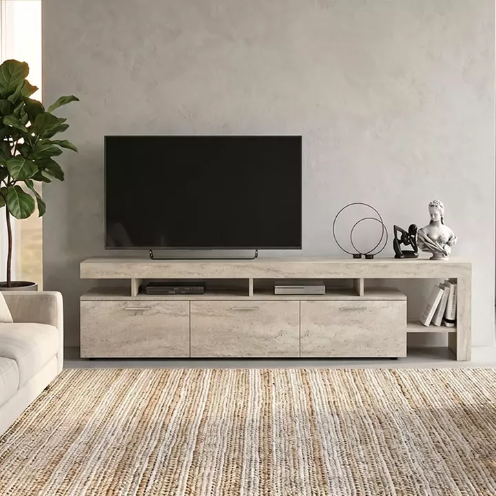 Έπιπλο τηλεόρασης Acnes Megapap χρώμα travertine 220x40x52εκ.