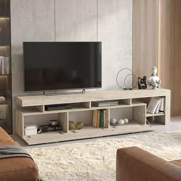 Έπιπλο τηλεόρασης Acnes Megapap χρώμα travertine 220x40x52εκ.