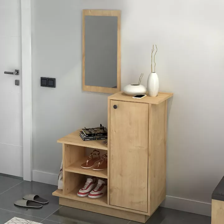 Έπιπλο εισόδου Cute Megapap χρώμα φυσικό οξιάς 90x35x95εκ.