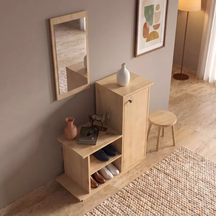 Έπιπλο εισόδου Cute Megapap χρώμα φυσικό οξιάς 90x35x95εκ.