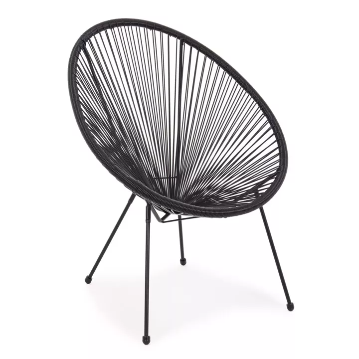 Πολυθρόνα ArteLibre Rattan Saturn Μαύρο 72x78x89cm
