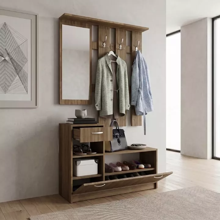 Έπιπλο εισόδου Raynold Megapap χρώμα καρυδί 100x30x180εκ.