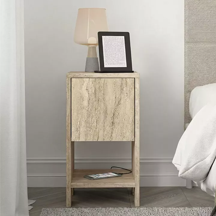 Κομοδίνο Ema Megapap χρώμα travertine 30x30x55εκ.