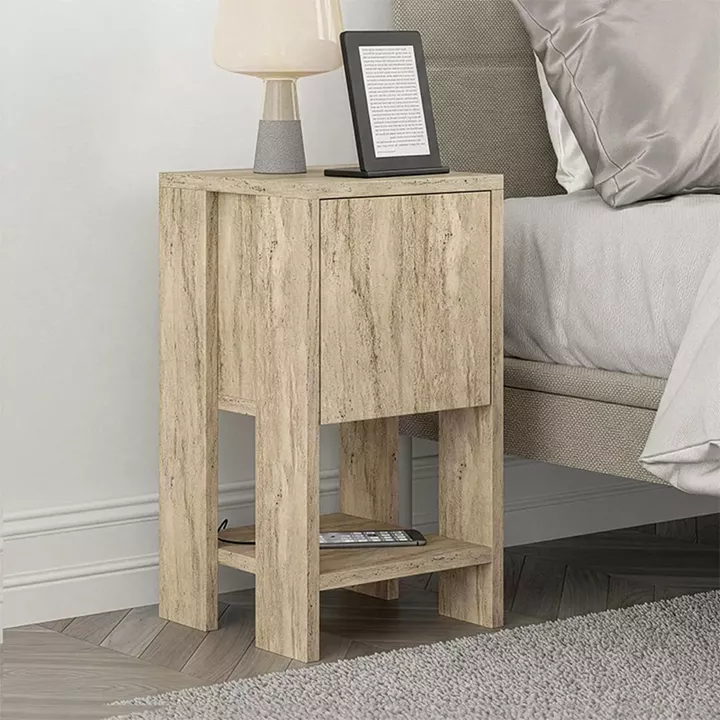 Κομοδίνο Ema Megapap χρώμα travertine 30x30x55εκ.