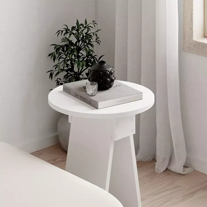 Τραπεζάκι βοηθητικό Chen Megapap χρώμα λευκό Ø42x50εκ.