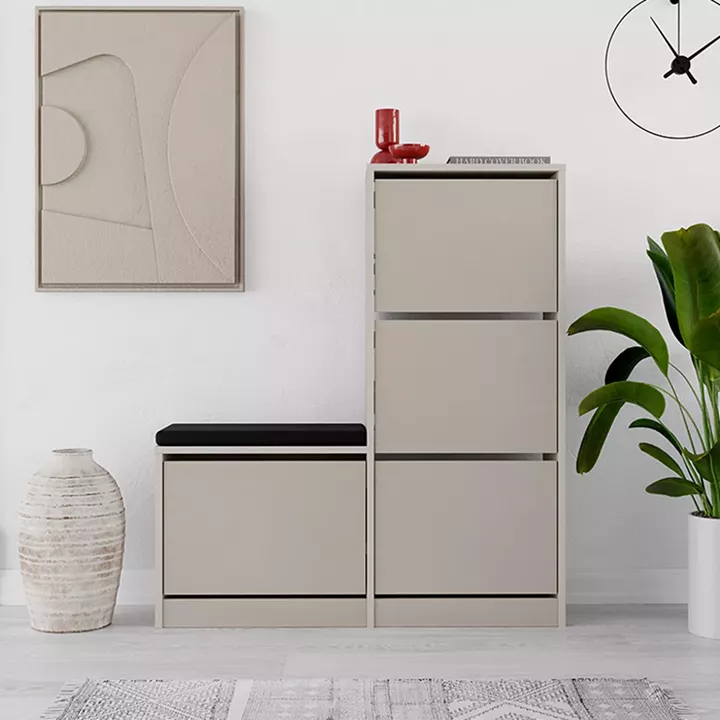 Παπουτσοθήκη Dude Megapap χρώμα sandstone 104,8x26x118,5εκ.