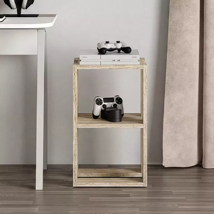 Κομοδίνο - Τραπεζάκι βοηθητικό Lonie Megapap χρώμα travertine 34x30x55εκ.