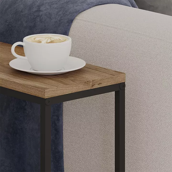 Τραπεζάκι βοηθητικό Lido Megapap χρώμα καρυδί Ud 60x22x62εκ.