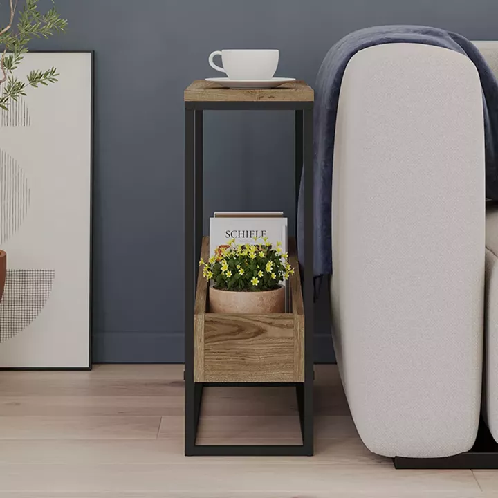 Τραπεζάκι βοηθητικό Lido Megapap χρώμα καρυδί Ud 60x22x62εκ.