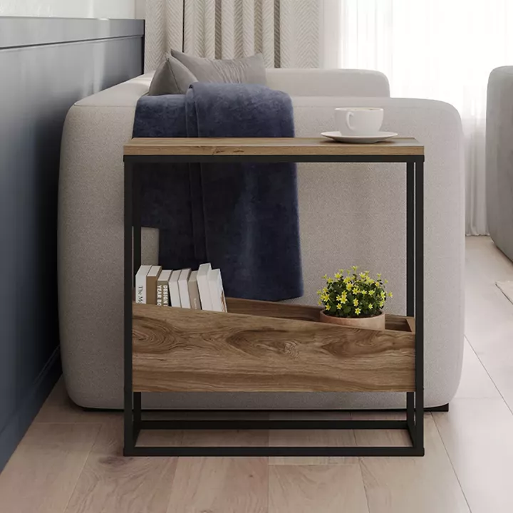 Τραπεζάκι βοηθητικό Lido Megapap χρώμα καρυδί Ud 60x22x62εκ.