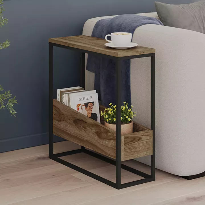 Τραπεζάκι βοηθητικό Lido Megapap χρώμα καρυδί Ud 60x22x62εκ.
