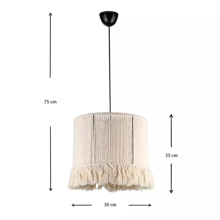 Φωτιστικό οροφής Silas Megapap E27 από σχοινί μονόφωτο χρώμα λευκό 30x30x75εκ.