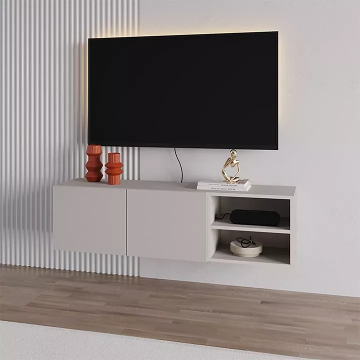 Έπιπλο τηλεόρασης επιτοίχιο Conrad Megapap χρώμα sandstone 140x35x38εκ.