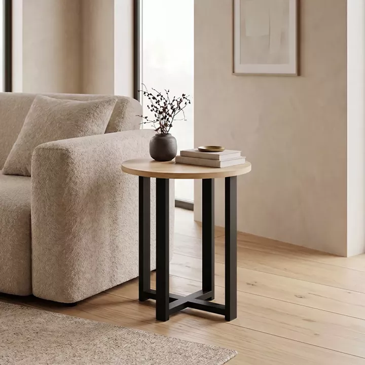 Τραπεζάκι σαλονιού σετ 2 τμχ Mesa Megapap χρώμα sapphire oak Ø90x35,5εκ.