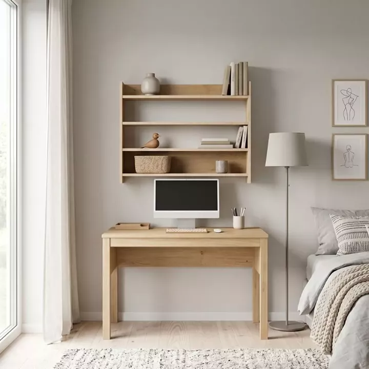 Ραφιέρα τοίχου Lane Megapap χρώμα sapphire oak 85x15x66εκ.
