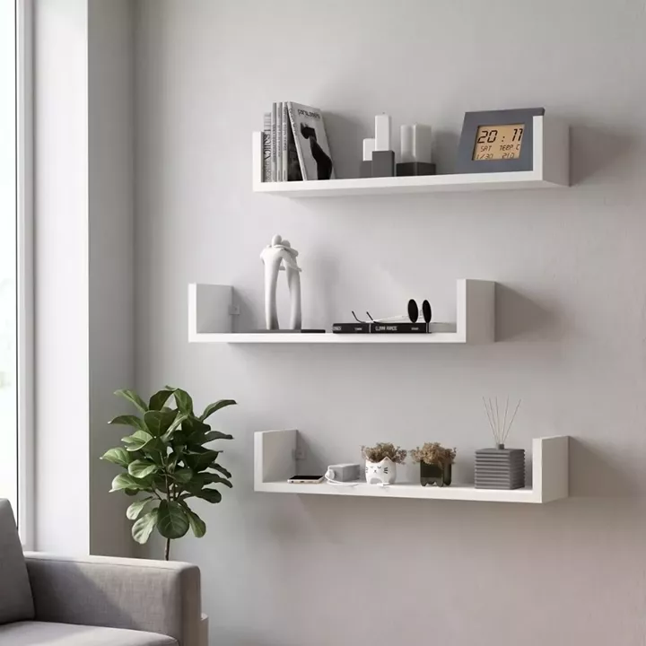 Ραφιέρα τοίχου Dark Megapap 3 τεμαχίων χρώμα λευκό 60x15x12εκ.