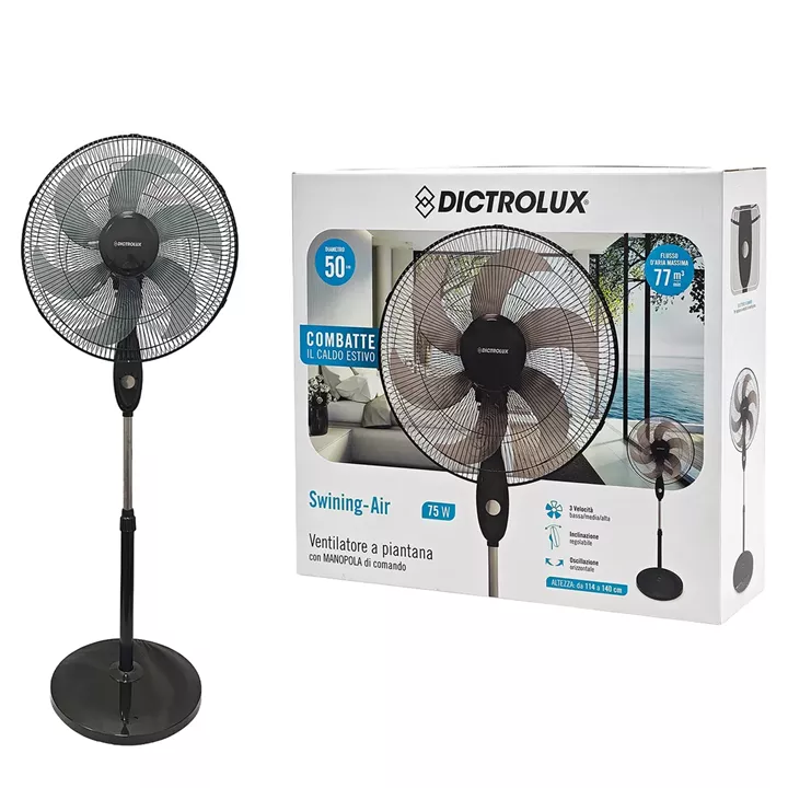 Ανεμιστήρας Ορθοστάτης Μαύρο Μέταλλο 140cm 75W