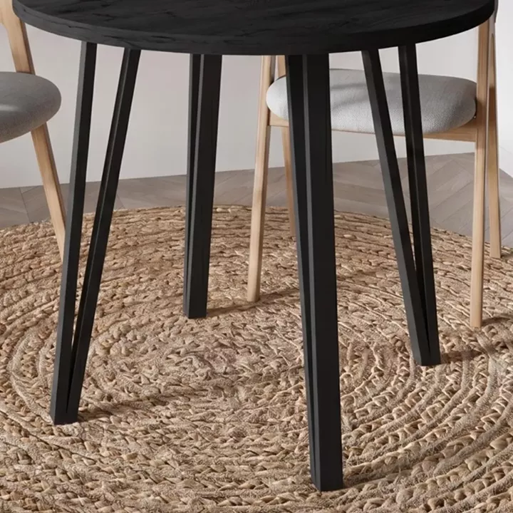 Τραπέζι Xana Megapap χρώμα black wood Ø90x77,5εκ.