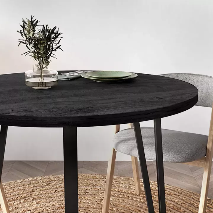 Τραπέζι Xana Megapap χρώμα black wood Ø90x77,5εκ.