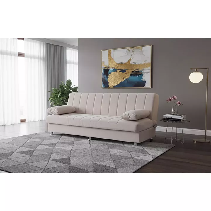 Καναπές Κρεβάτι Τριθέσιος ArteLibre LAURA Μπεζ 190x84x86cm