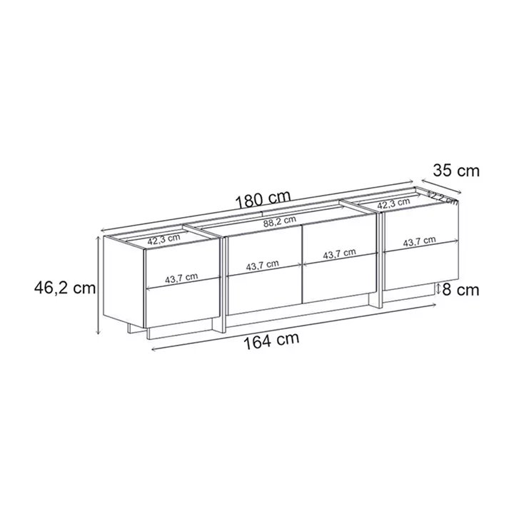 Έπιπλο τηλεόρασης Lowen Megapap χρώμα travertine 180x35x46,2εκ.