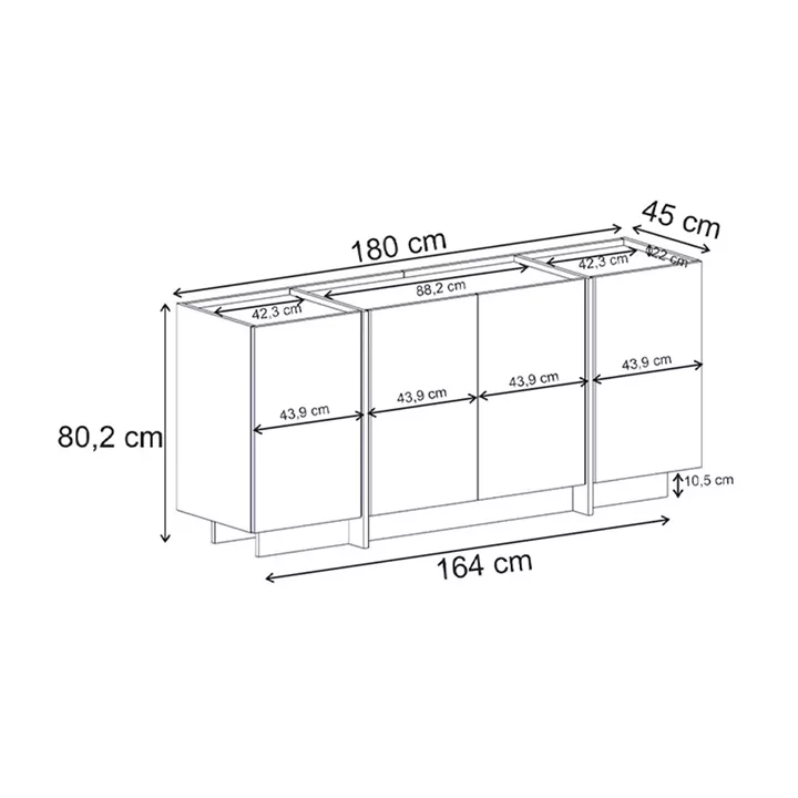 Μπουφές Dorma Megapap χρώμα καρυδί milano 180x45x80,2εκ.