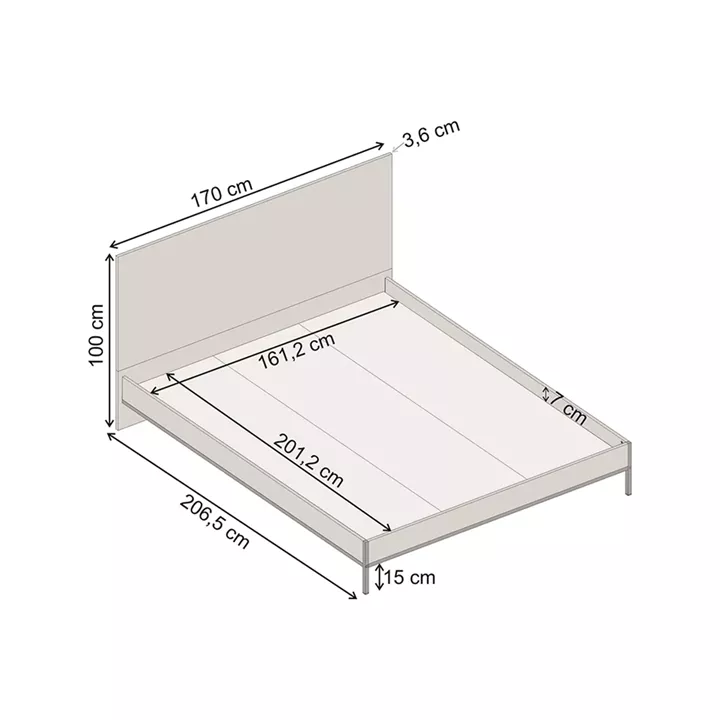 Κρεβάτι Mars Megapap χρώμα καρυδί Ud 160x200εκ.