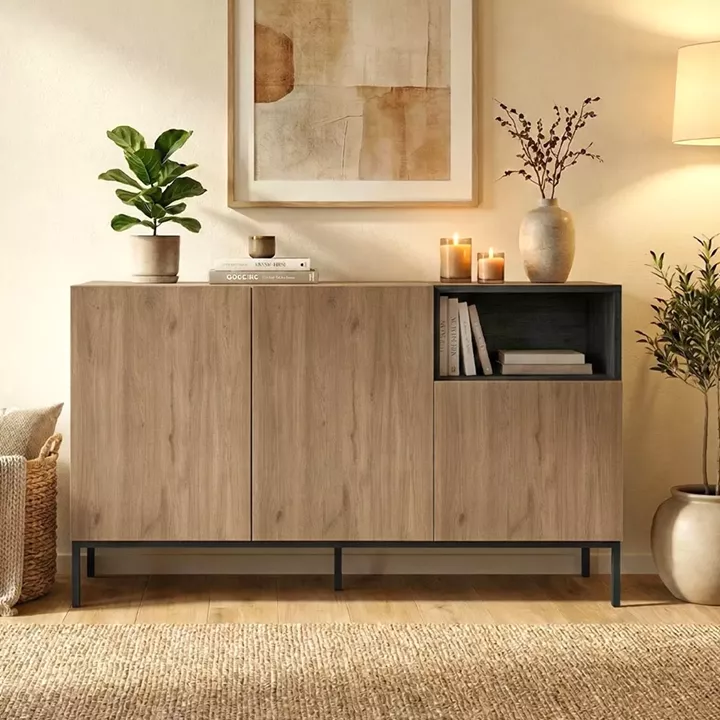 Μπουφές Cailin Megapap χρώμα sepet oak - black wood 140x41,8x80εκ.