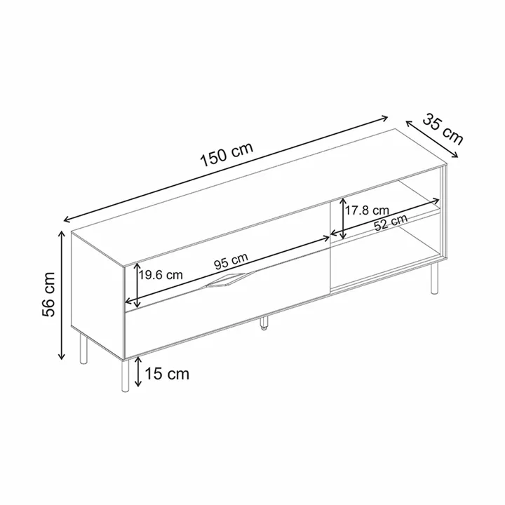 Έπιπλο τηλεόρασης Marquise Megapap χρώμα sandstone 150x35x56εκ.