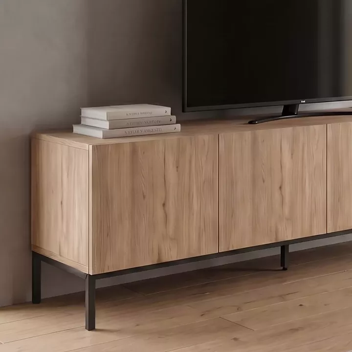 Έπιπλο τηλεόρασης Cailin Megapap χρώμα sepet oak - black wood 180x41,8x55εκ.