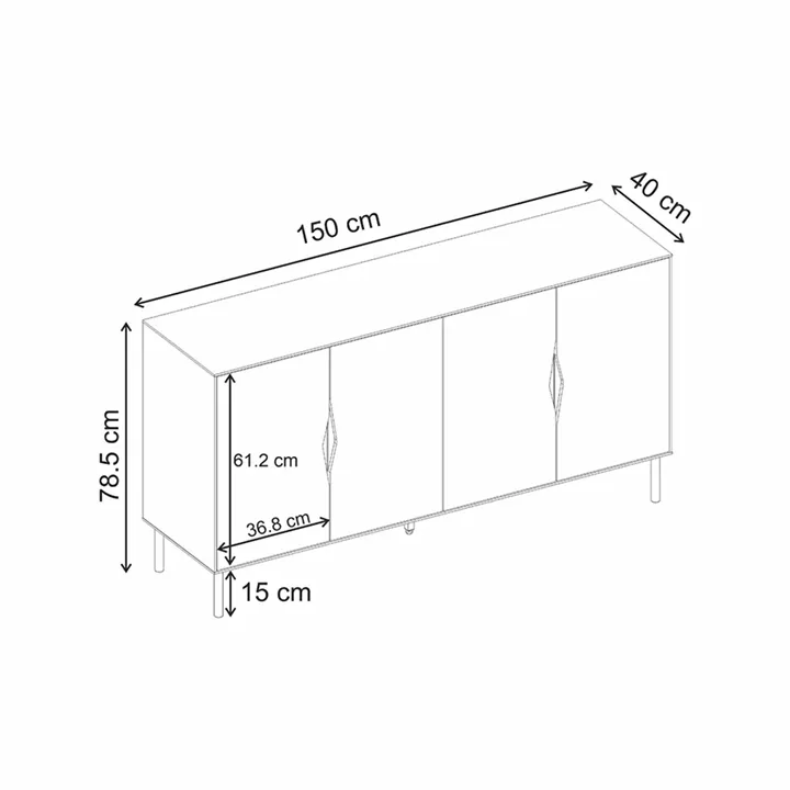 Μπουφές Marquise Megapap χρώμα sandstone 150x40x78,5εκ.