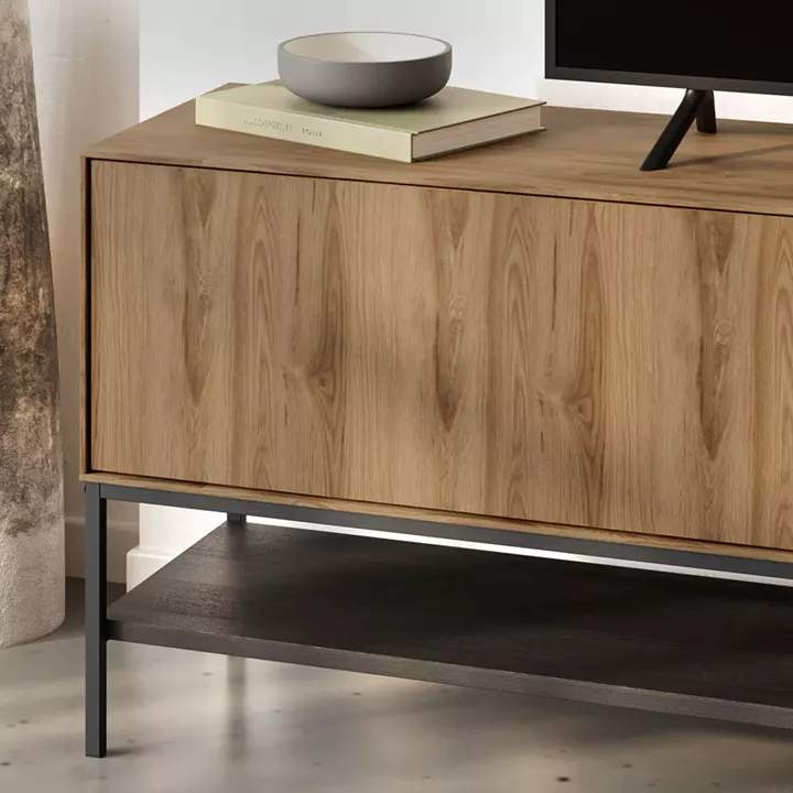 Έπιπλο τηλεόρασης Amira Megapap χρώμα καρυδί Ud - black wood 180x35x55εκ.