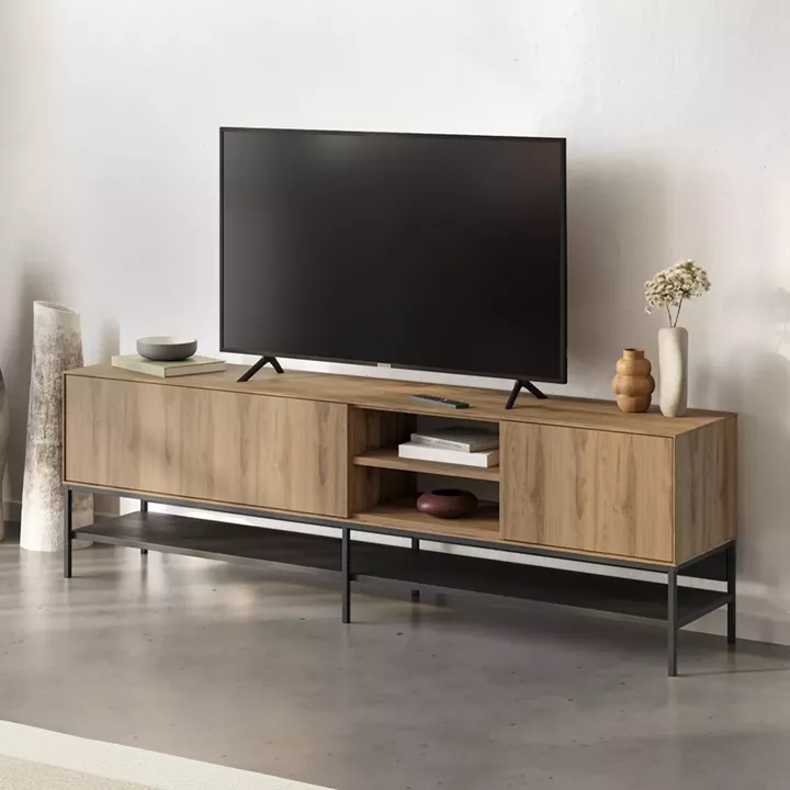 Έπιπλο τηλεόρασης Amira Megapap χρώμα καρυδί Ud - black wood 180x35x55εκ.