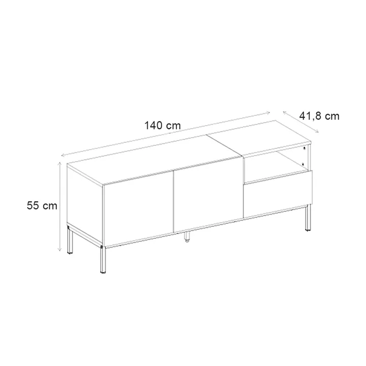 Έπιπλο τηλεόρασης Cailin Megapap χρώμα sepet oak - black wood 140x41,8x55εκ.