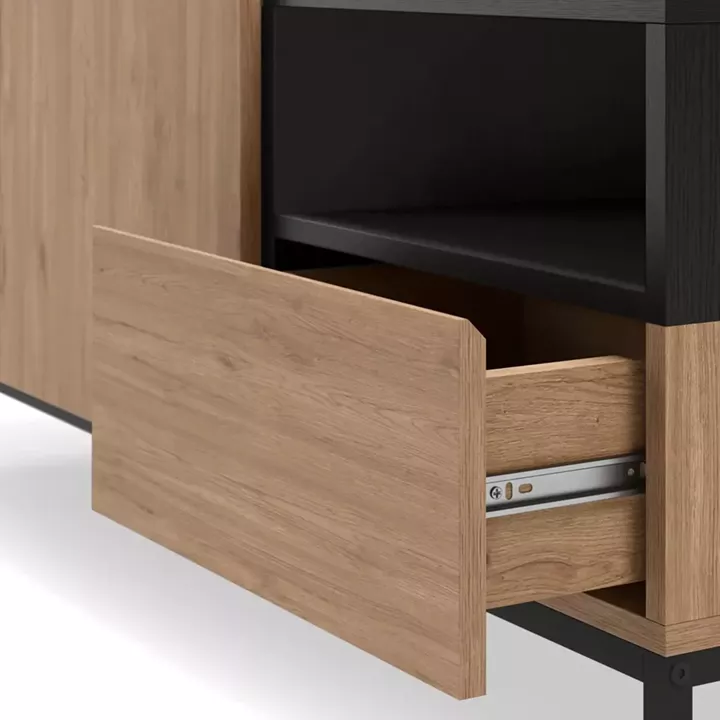 Έπιπλο τηλεόρασης Cailin Megapap χρώμα sepet oak - black wood 140x41,8x55εκ.