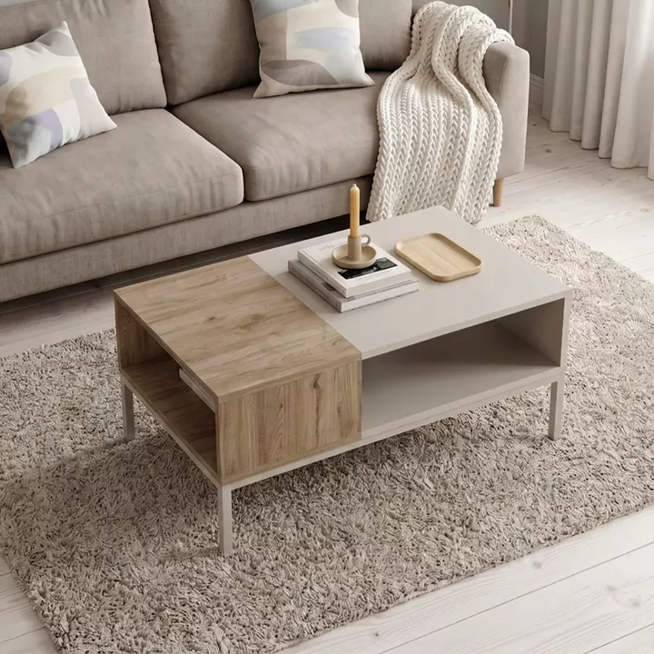 Τραπεζάκι σαλονιού Cailin Megapap χρώμα sandstone - sepet oak 90x56x40,6εκ.
