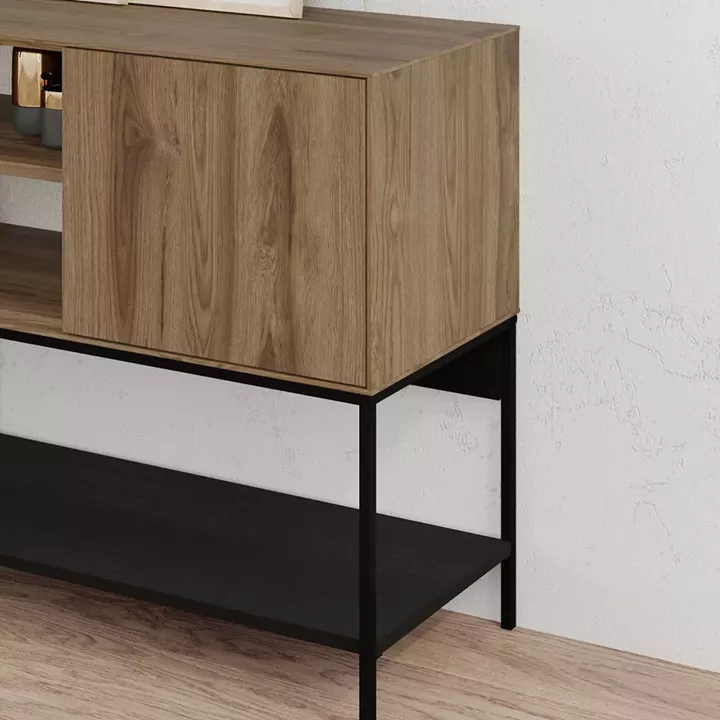 Μπουφές Amira Megapap χρώμα καρυδί Ud - black wood 180x40x80εκ.