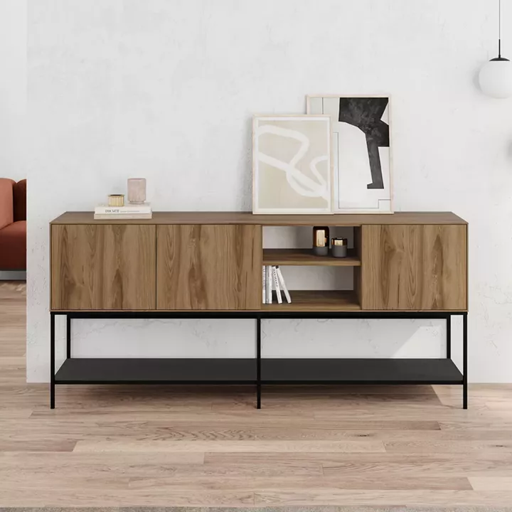 Μπουφές Amira Megapap χρώμα καρυδί Ud - black wood 180x40x80εκ.