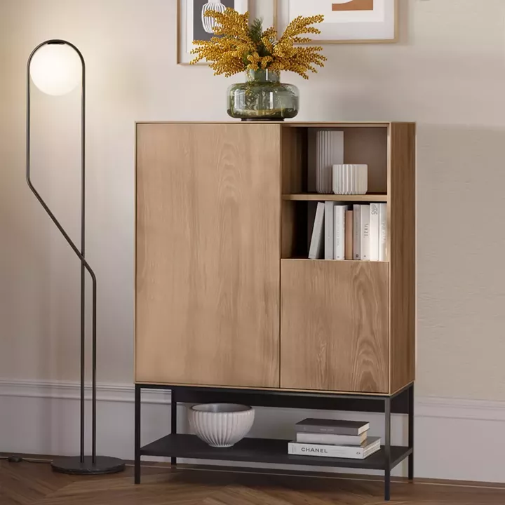 Μπουφές Amira Megapap χρώμα καρυδί Ud - black wood 90x40x125εκ.