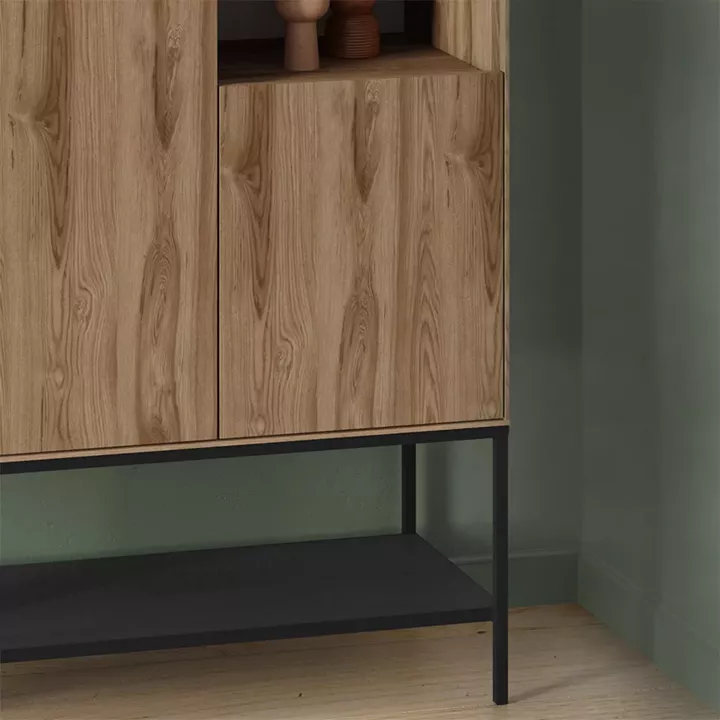 Μπουφές Amira Megapap χρώμα καρυδί Ud - black wood 90x40x125εκ.